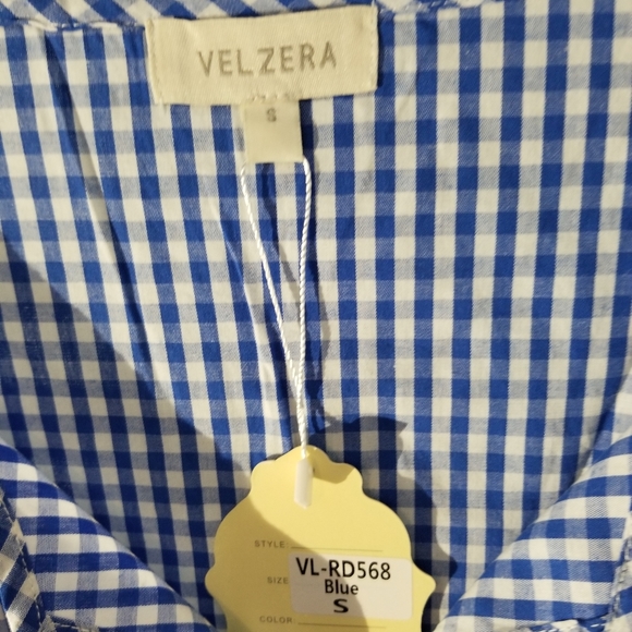 Velzera Blue Gingham Swing Dress Sz S - Picture 4 of 6